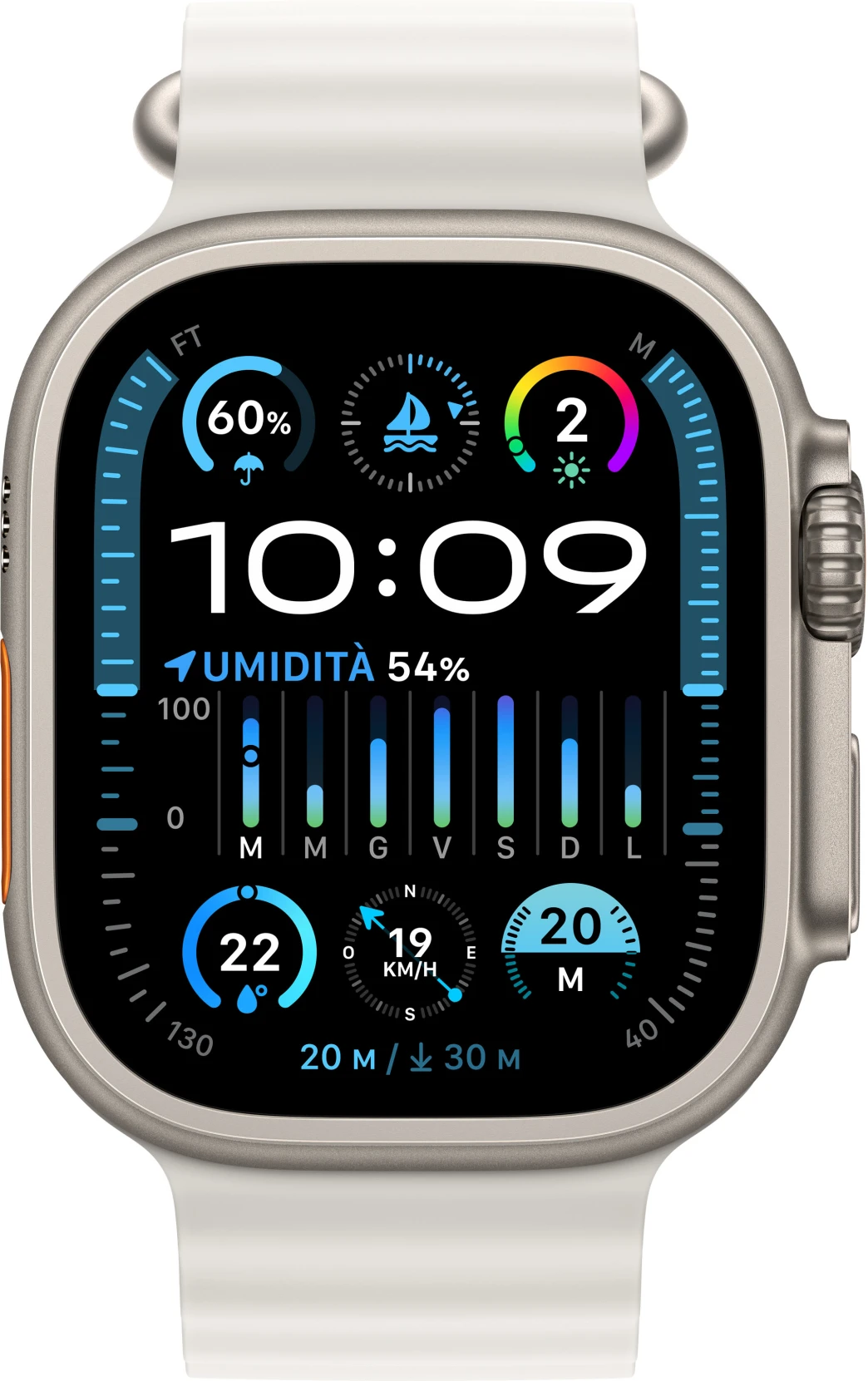 Imagen 1 de Smartwatch Apple Watch Ultra 2, 49mm OLED GPS Case titanio Correa Ocean White