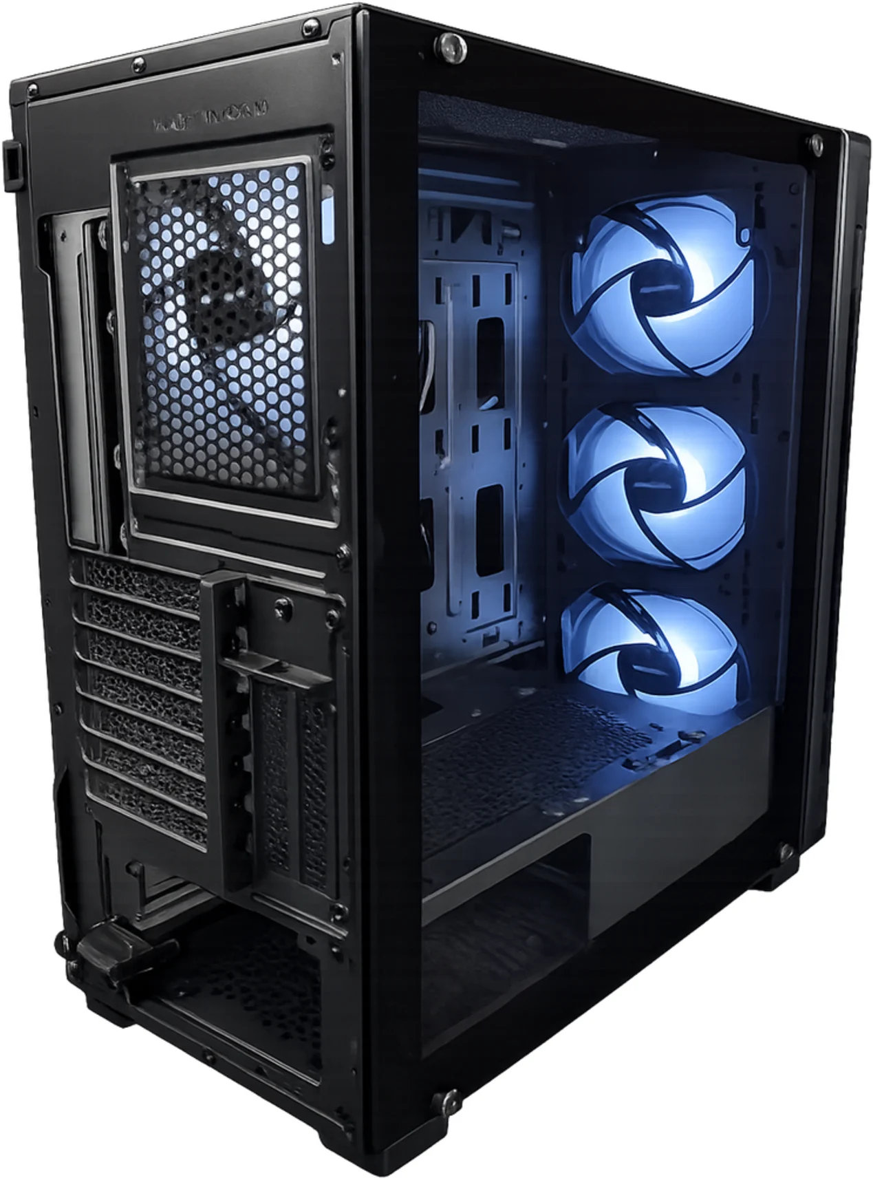 Imagen 2 de Gabinete Gamer EsGaming Y03, MediaTorre 2*USB2.0 USB3.0 4*FAN ARGB V.Temp. Negro