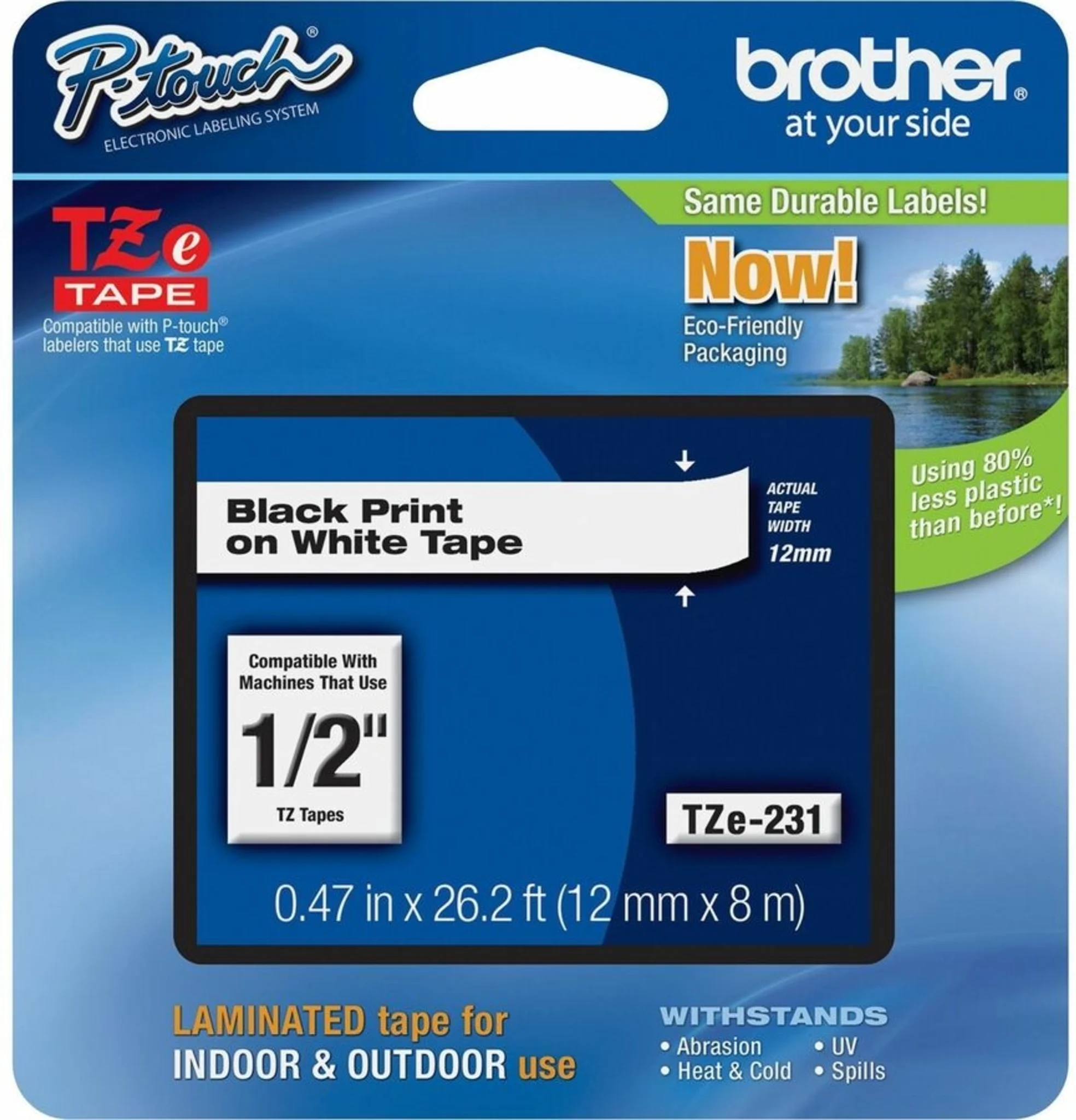 Imagen 0 de Cinta Brother TZE-231 12mm x 8m Texto Negro Sobre Blanco