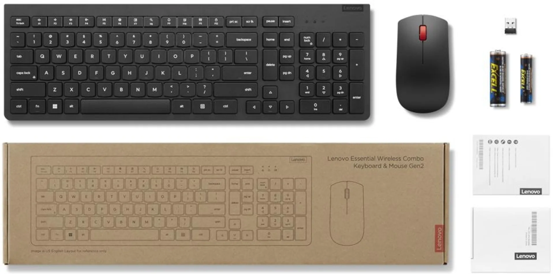 Imagen 0 de Kit Teclado Mouse Inalámbrico Lenovo Essential Gen2, LA Español 2,4Ghz USB Negro