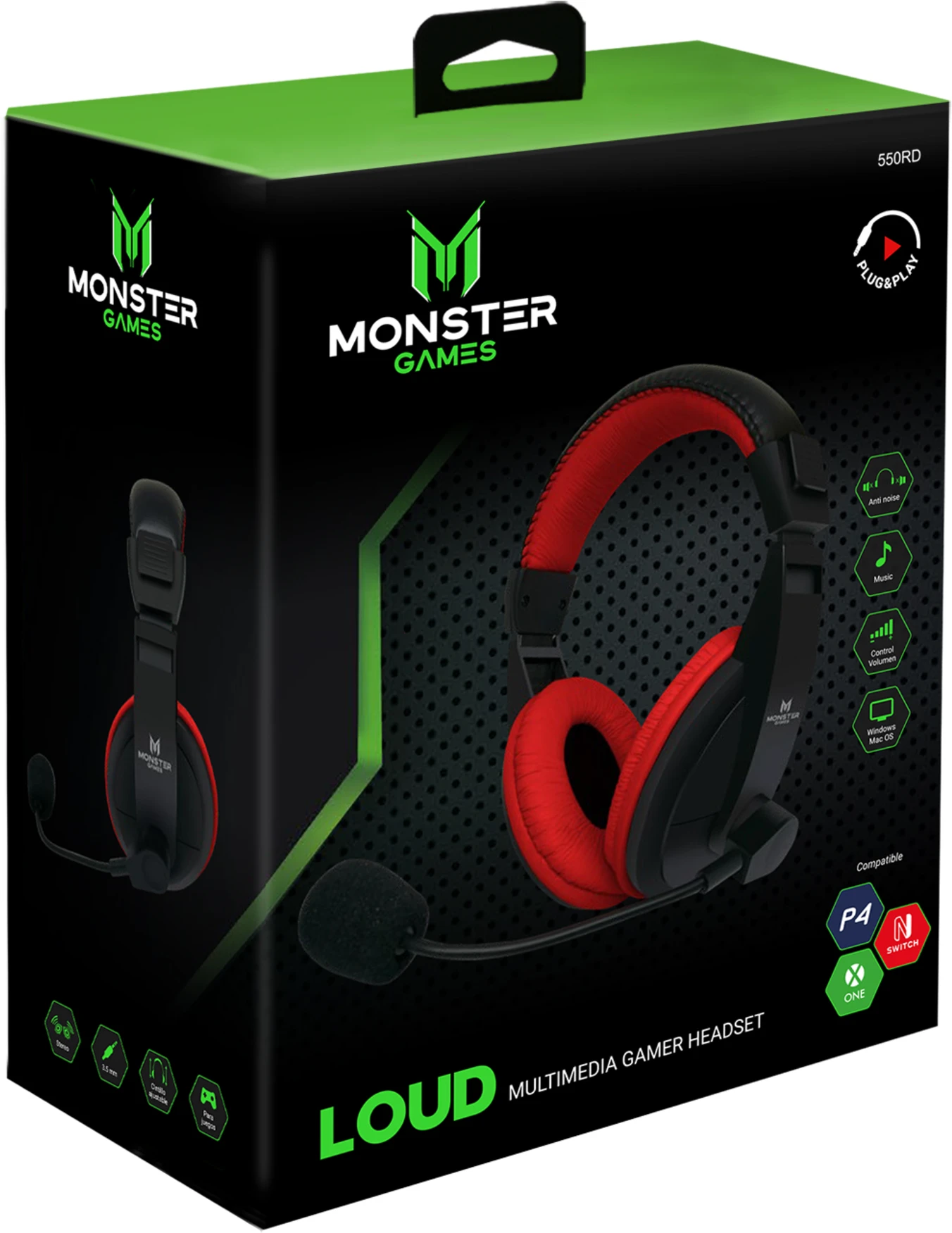 Imagen 2 de 550RD HEADSET GAMER MONSTER LOUD RED