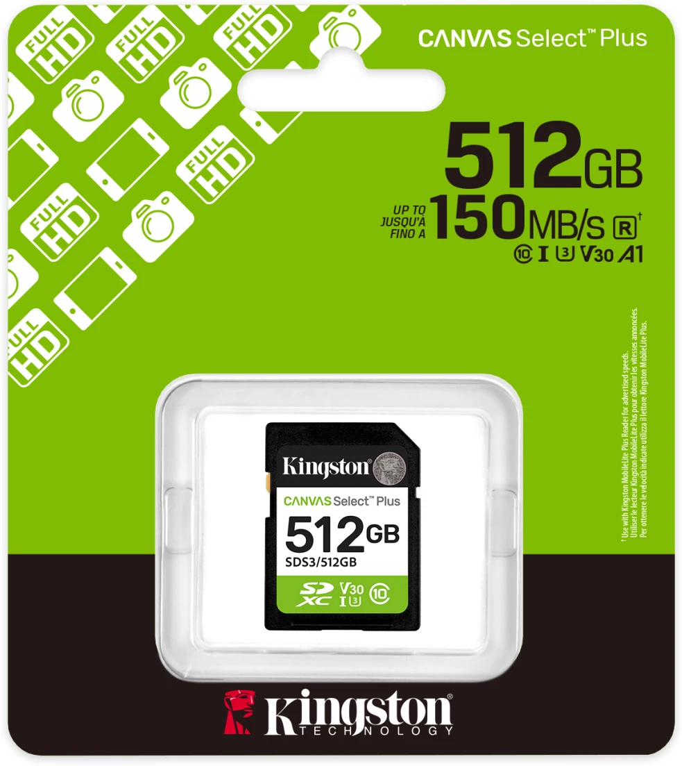 Imagen 2 de Memoria SDXC 512GB Kingston Canvas Select Plus Gen3 Cat10 UHS-I Lec 150MB/s