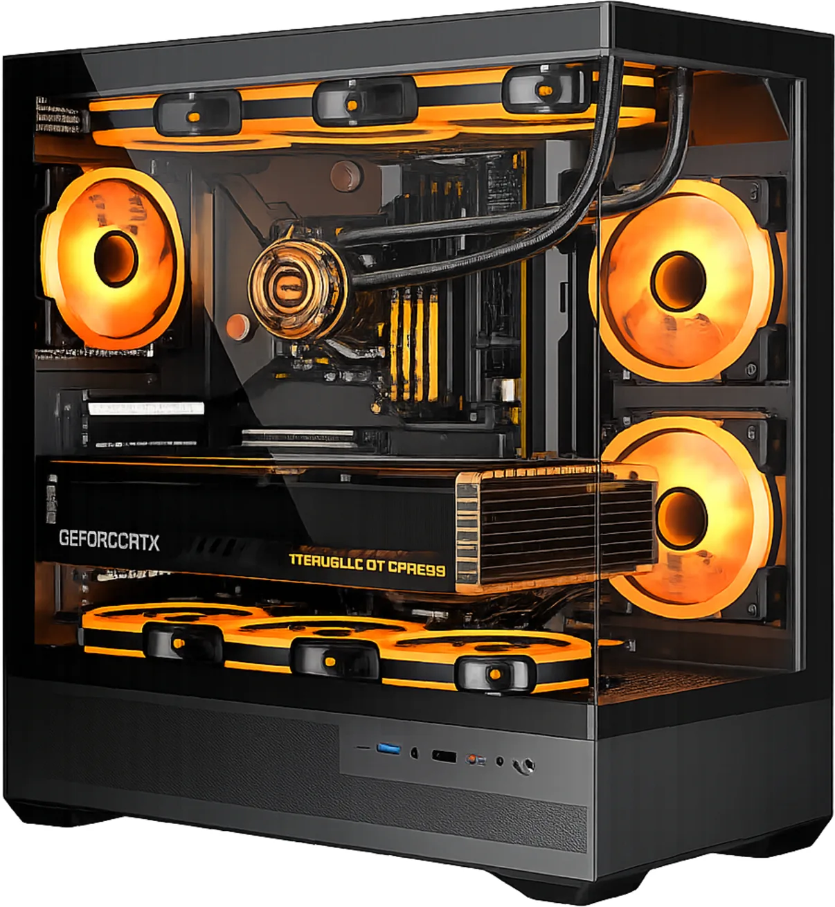 Imagen 0 de GABINETE GAMER BK01 BLACK ARGB (6 FAN) 2 FAN MB/ 3 FAN ABAJO, 1 FAN TRASERO S/ FUENTE