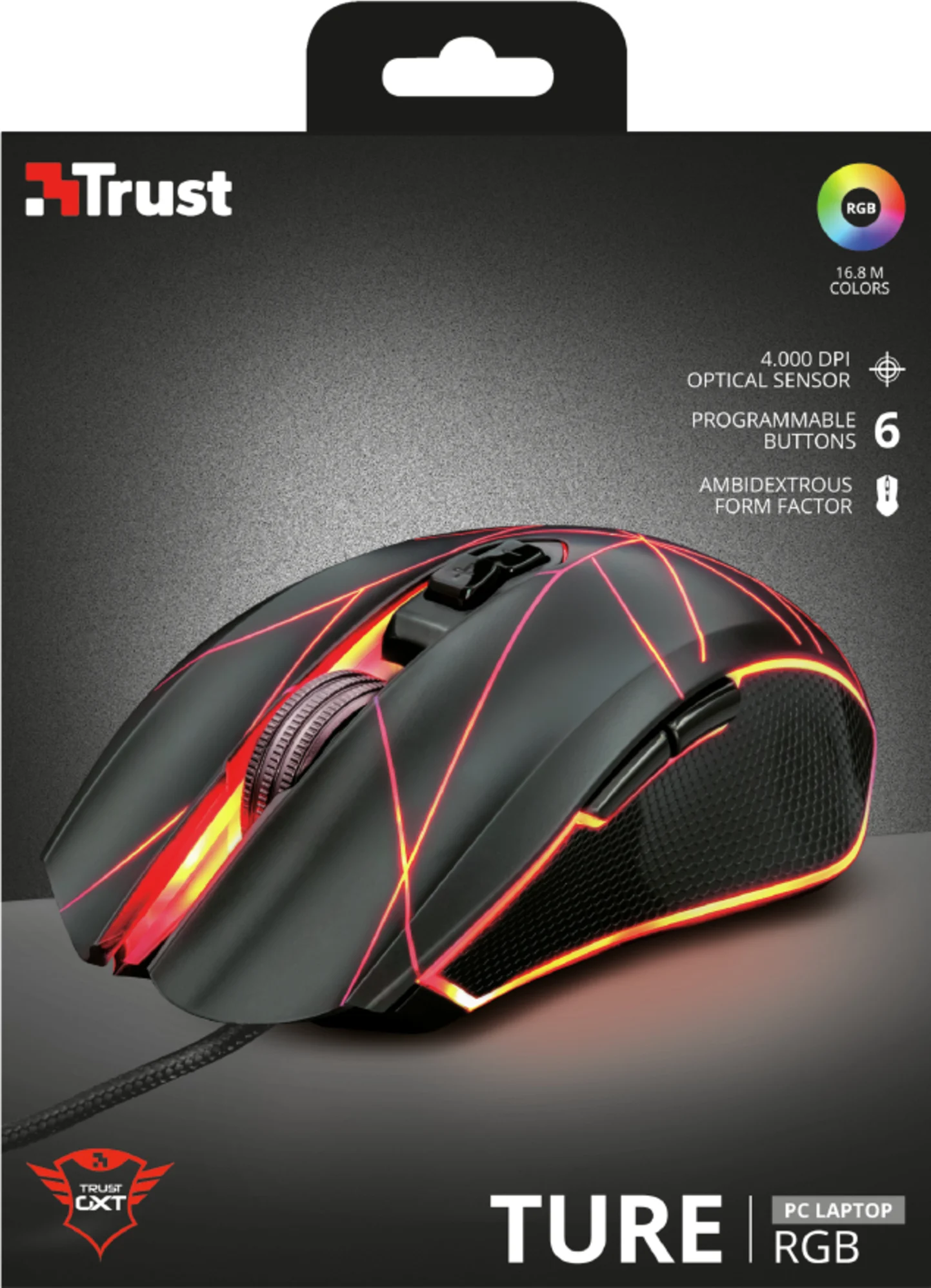 Imagen 8 de Mouse Gamer Alámbrico Trust GXT160 TURE RGB Óptico 4000DPI 7 Botones USB-A Negro