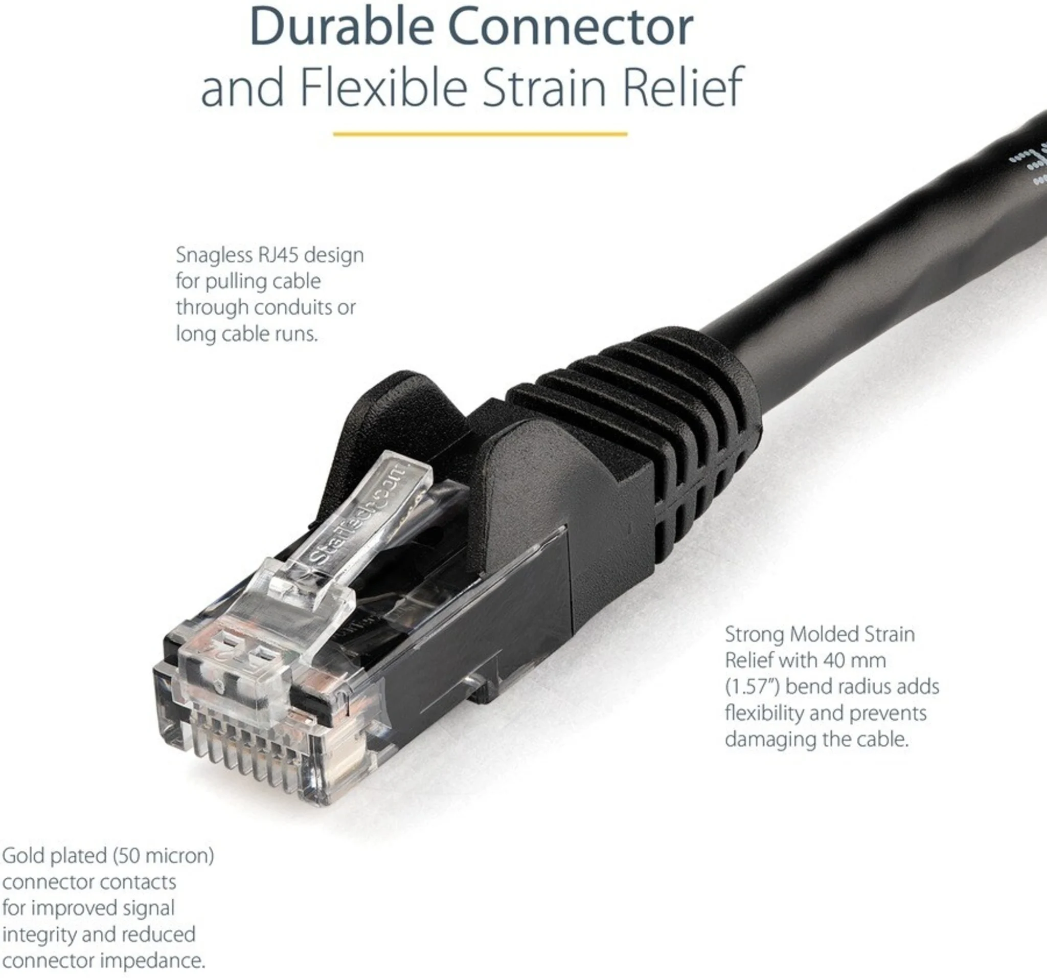 Imagen 4 de Cable de Red StarTech Cat6 UTP RJ-45 M/M Snagless Longitud 3mts Color NEGRO