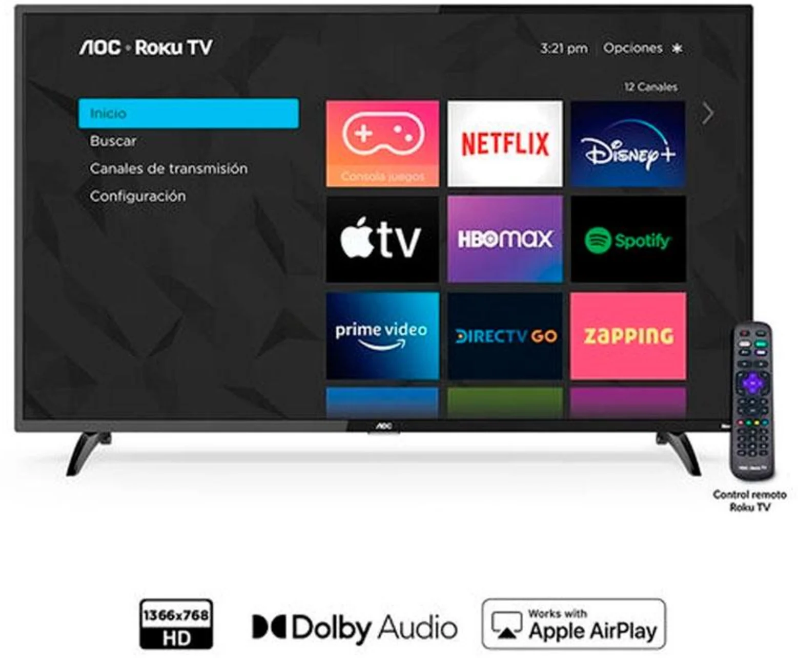 Imagen 0 de Televisor AOC 43S5195 43" LED Full HD SmartTV con RokuTV WiFi 3*HDMI USB RCA