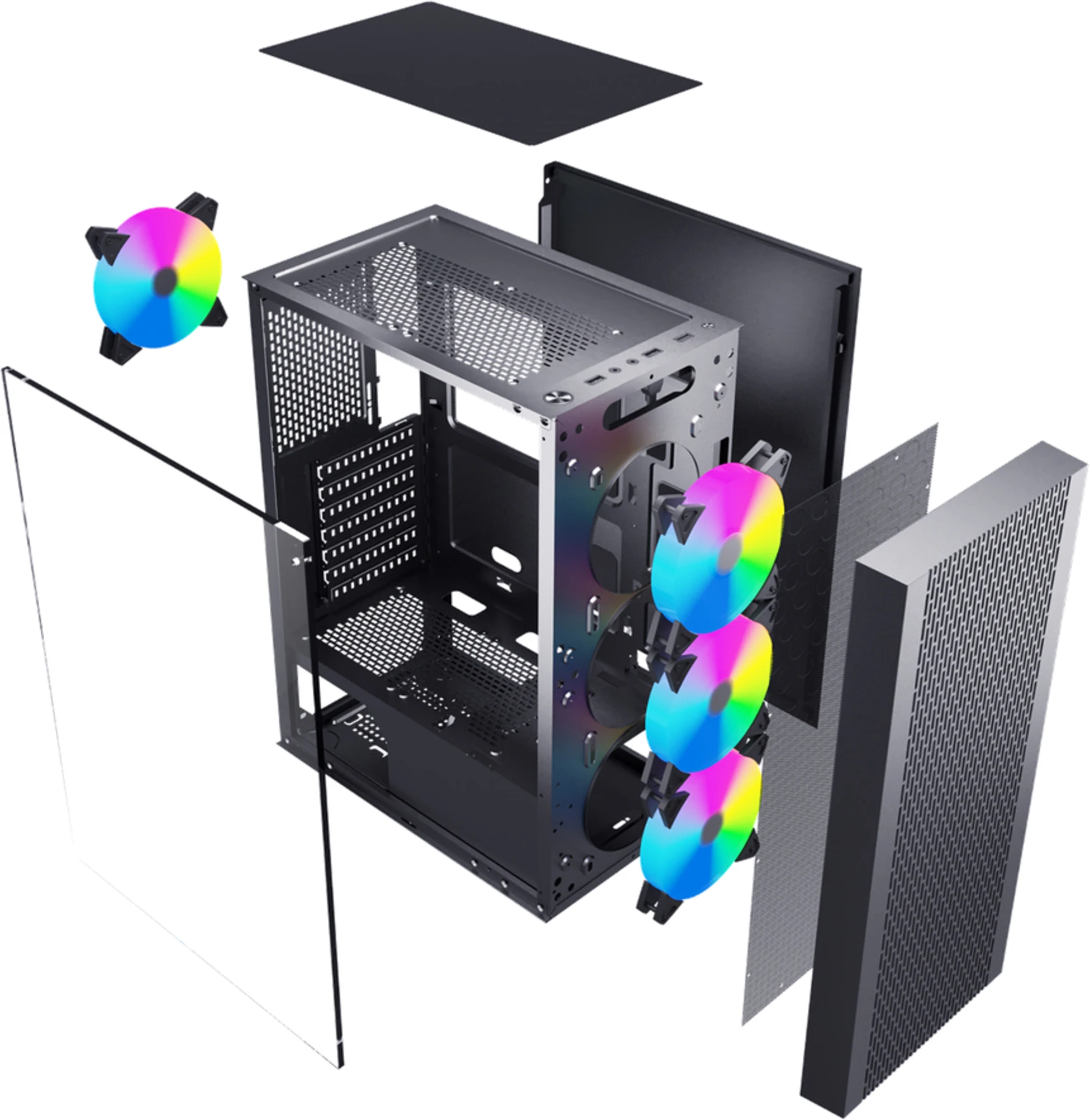 Imagen 3 de Gabinete Gamer EsGaming F22-BK Incluye 4 Ventiladores 120mm ARGB sin Fte ATX