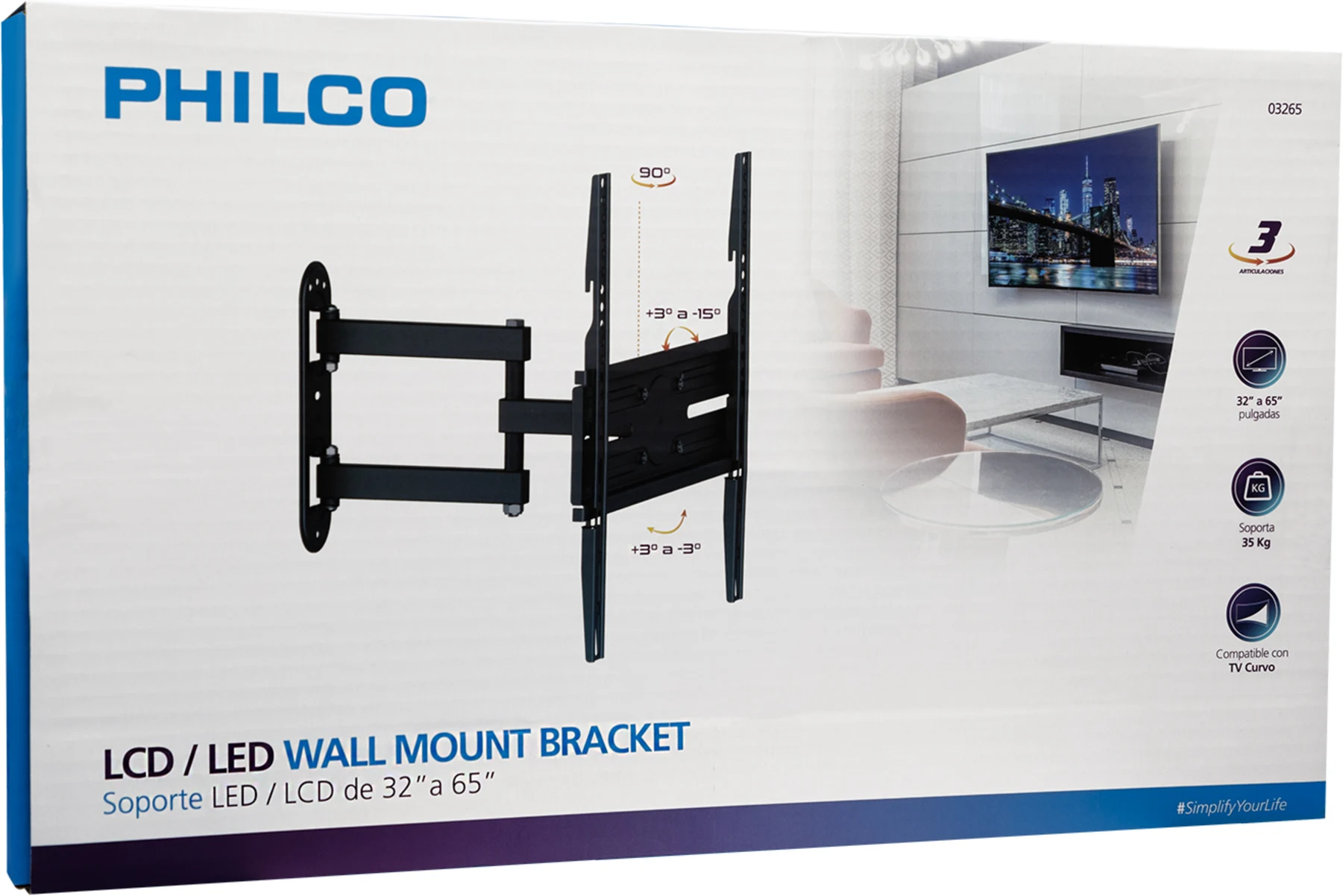 Imagen 1 de SOPORTE TV PARA 32 A 65 PULG CON 3 ARTICULACIONES MAX 35 KG