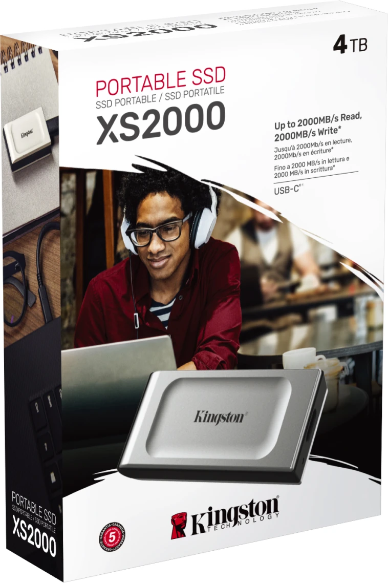 Imagen 5 de Unidad SSD Externo Kingston XS2000, 4TB USB-C 3.2 Gen 2x2 Lec2000MBs Esc2000MBs
