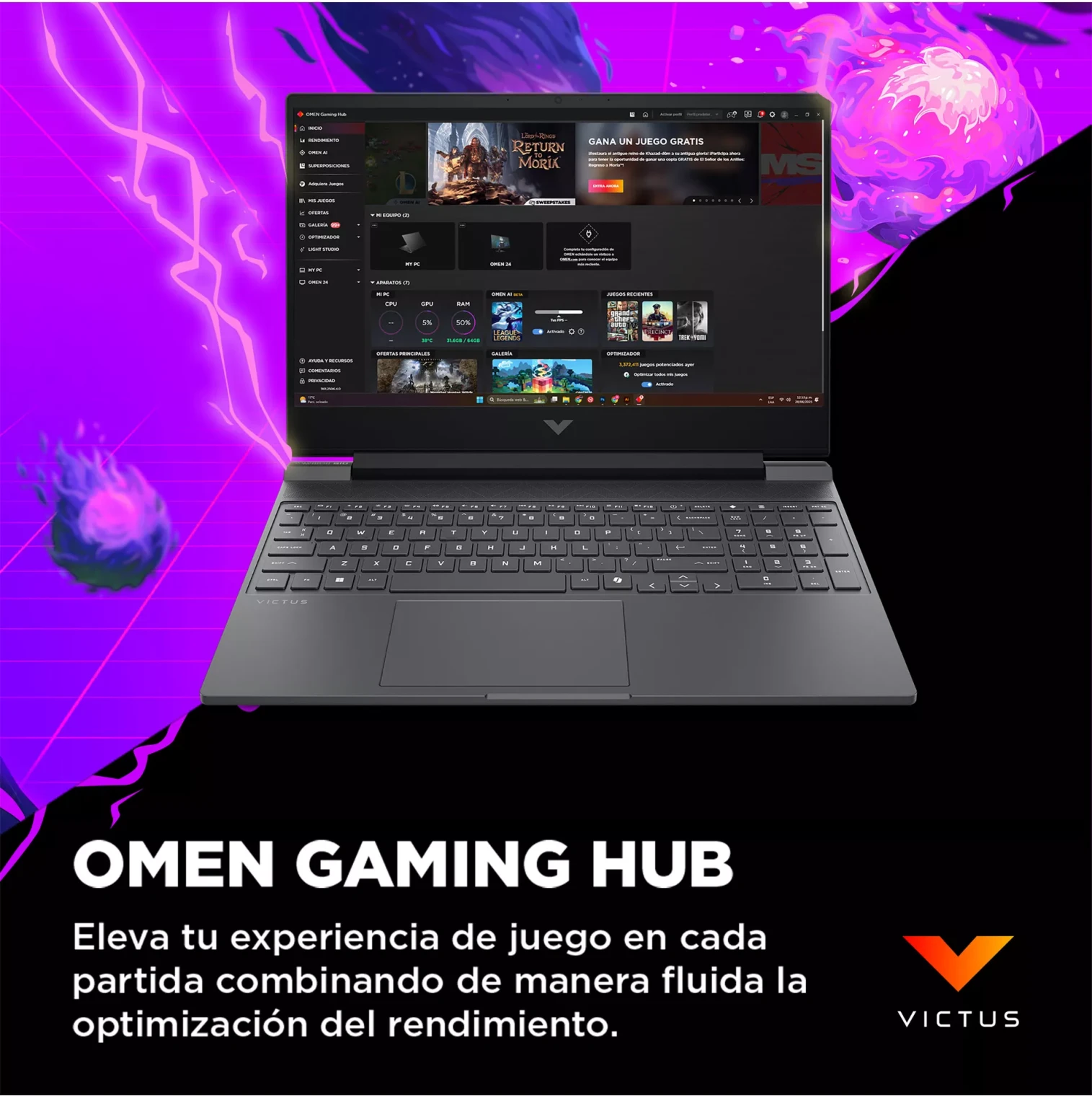 Imagen 1 de Notebook Gamer HP Victus i7-13620H RAM 16GB SSD 1TB 15.6" RTX3050 6GB W11H