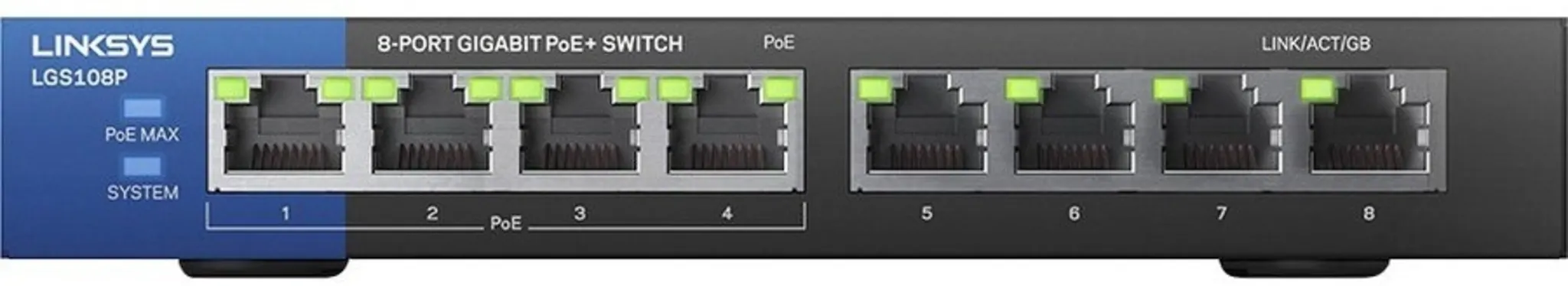 Imagen 4 de Switch Linksys SMB LGS108P No Admin. 8 puertos Gigabit (4 PoE+) 