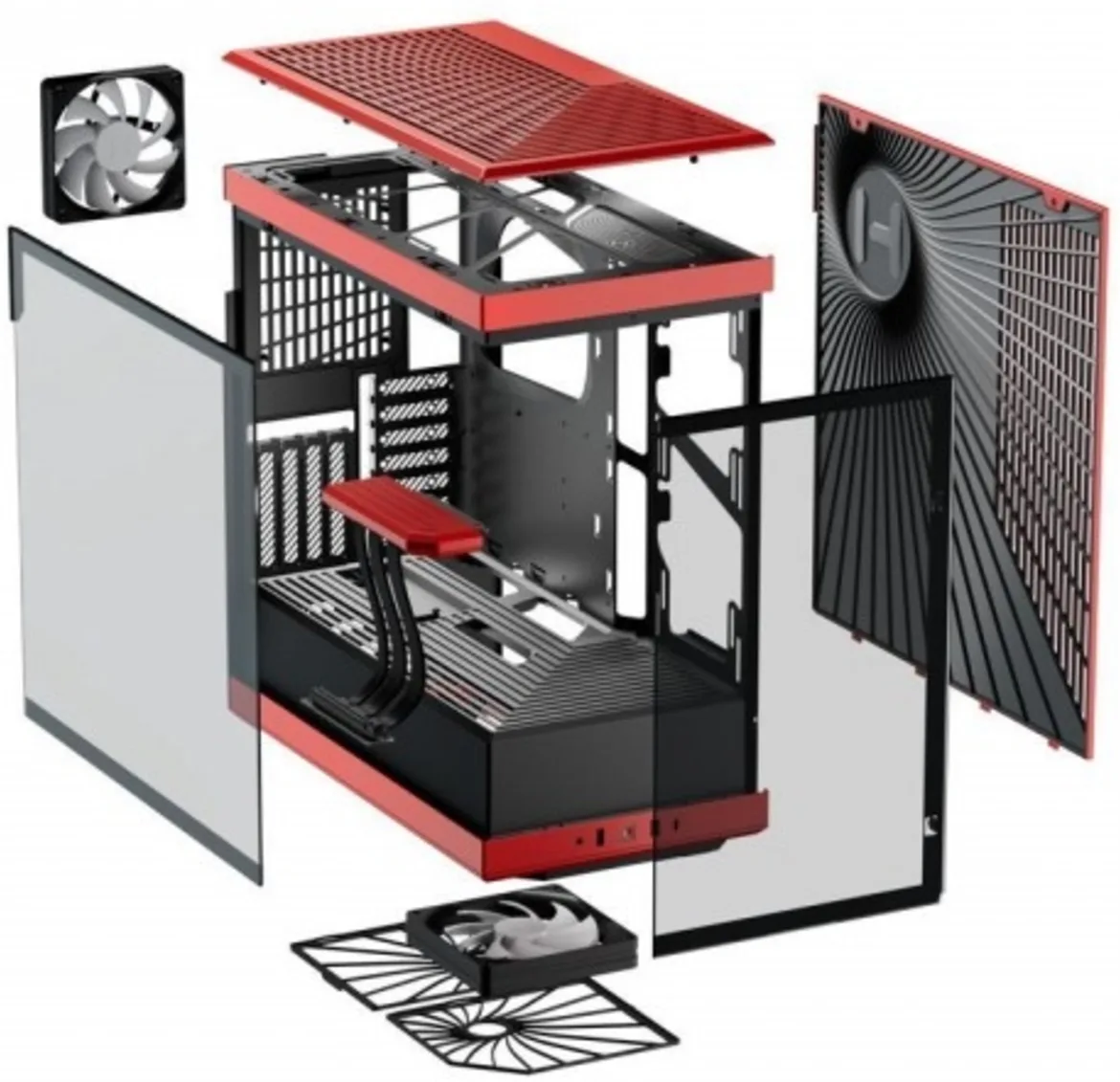 Imagen 4 de HYTE Y40 Black/RED 2x 120mm Vertical GPU ATX PCIe 4.0 x 16 ...