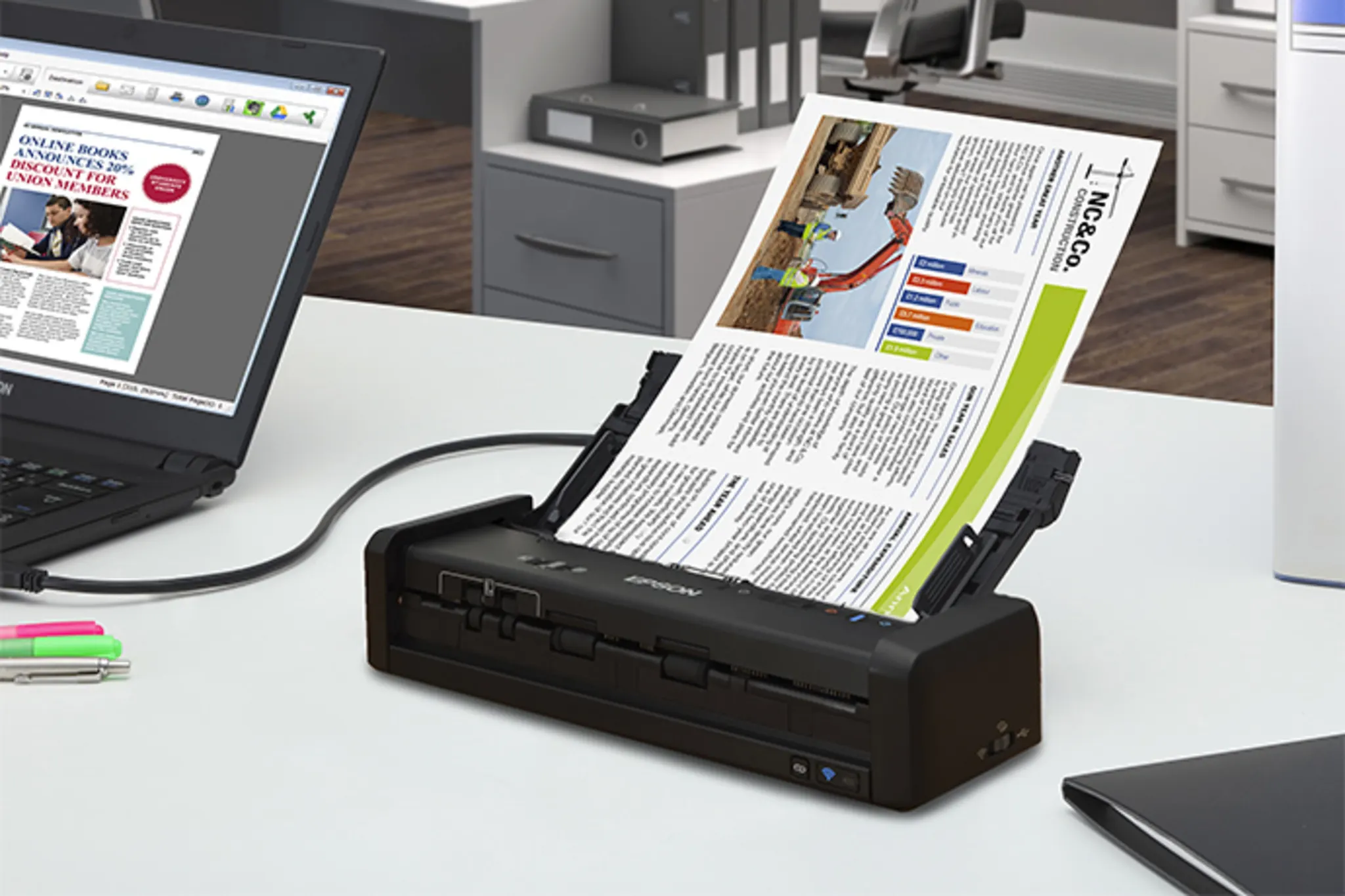Imagen 7 de Escáner de Escritorio Portátil Epson WorkForce ES-300W 600dpi WiFi USB ADF