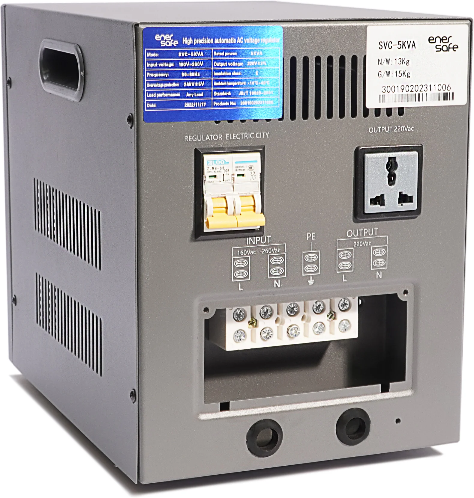 Imagen 0 de Estabilizador de Voltaje Monofasico (1:) Potencia 5000VA/4500W Factor Potencia 0,9 ·Función “Retardo de Encendido”(Time Delay)