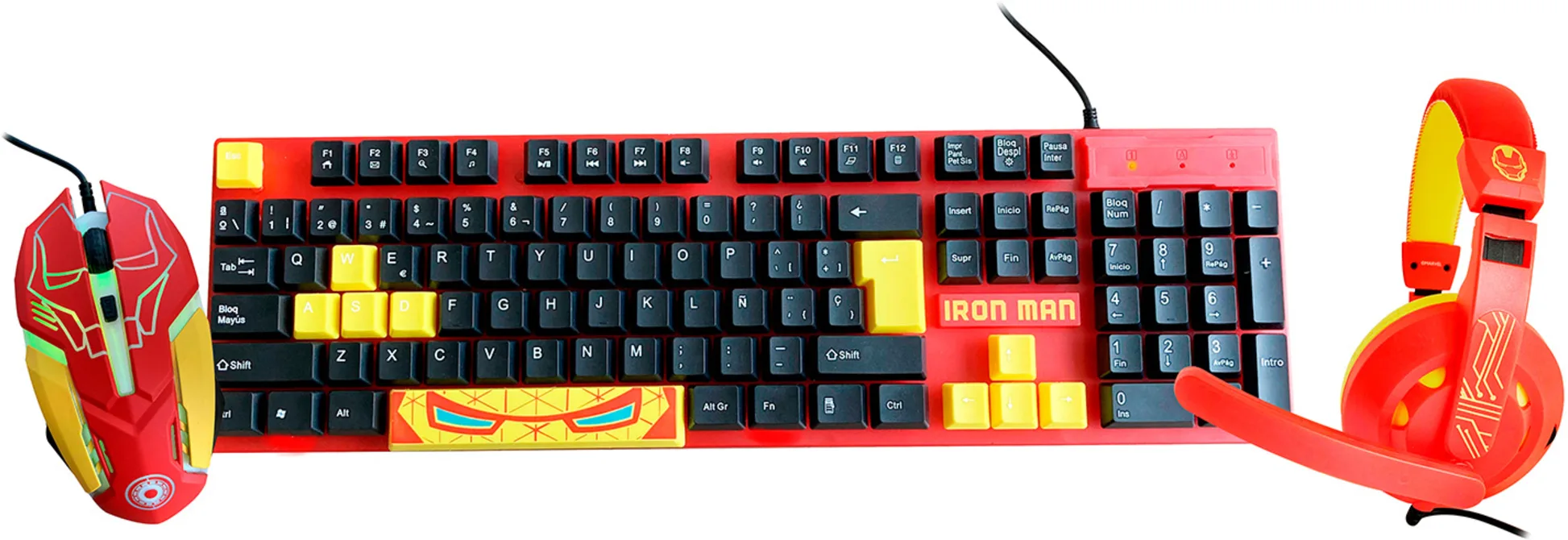 Imagen 1 de GAM745043-IM-ESP KIT GAMER IRON MAN 3 EN 1 TEC/MOU/AUDIF