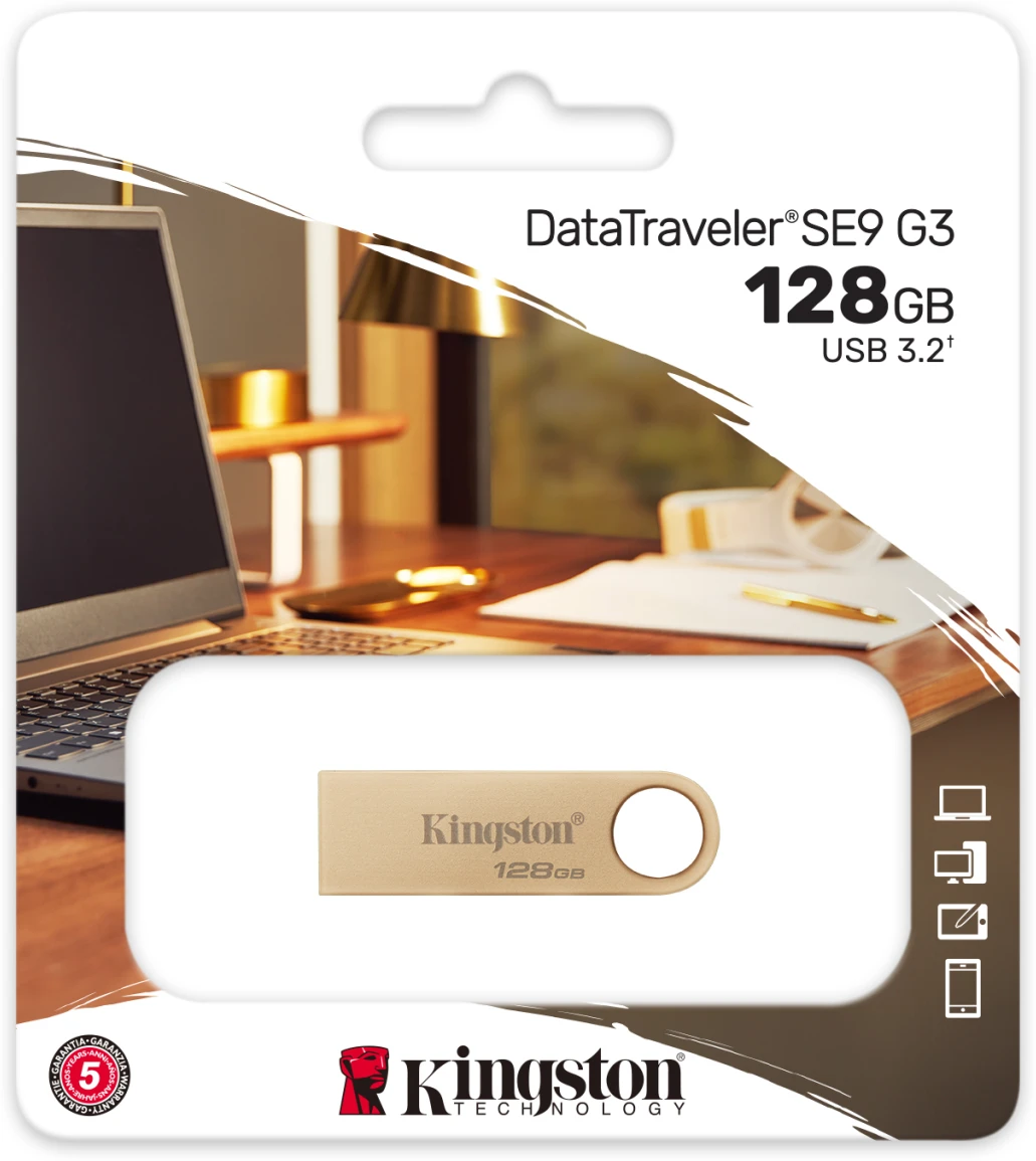Imagen 4 de Pendrive 128GB Kingston DataTraveler SE9 G3, USB 3.2 Gen1 Lec220MB/s Esc100MB/s
