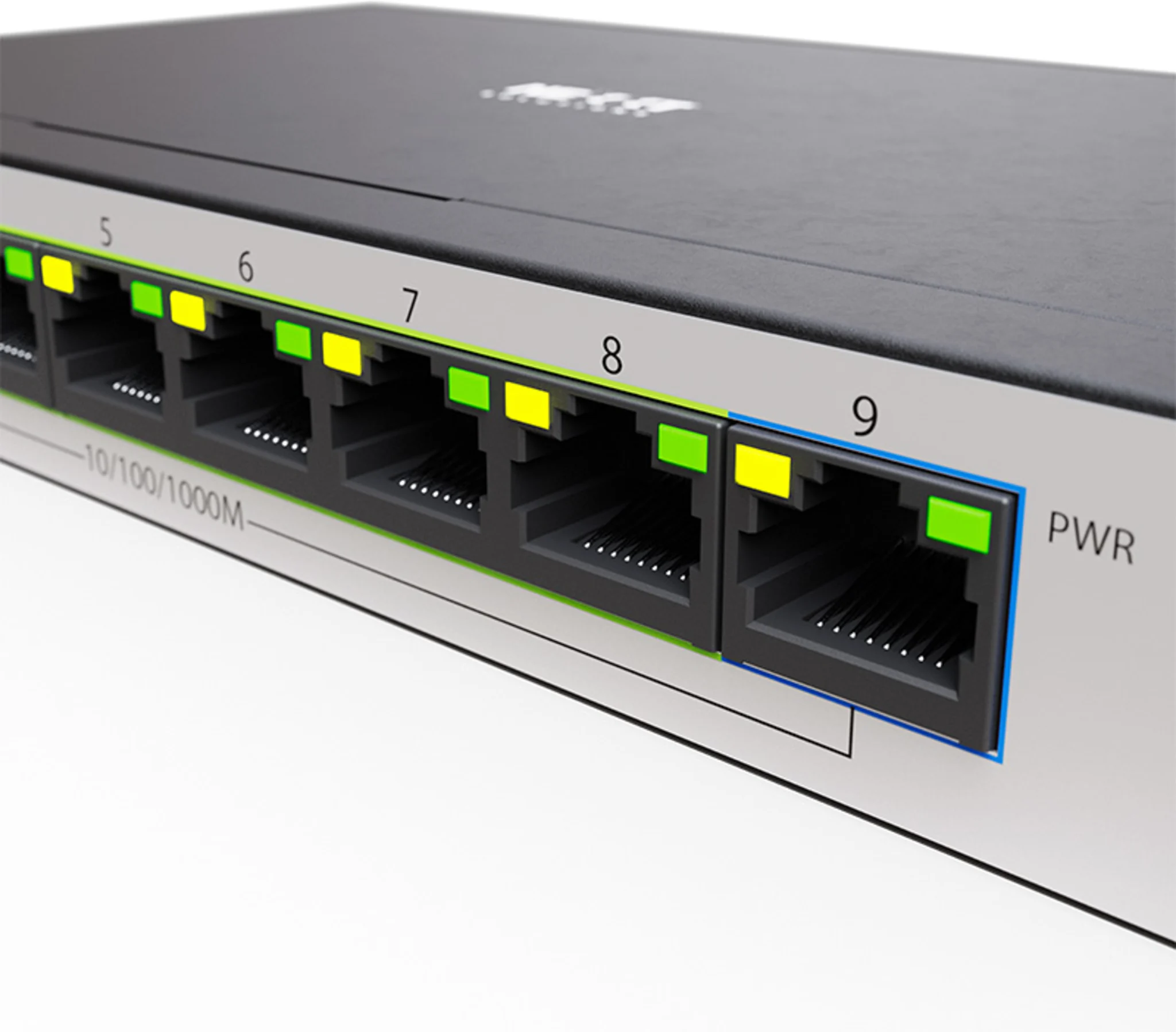 Imagen 1 de Switch Gigabit Nexxt Vertex V900P 9 Puertos PoE+, Escritorio, 120W 10/100/1000Mb