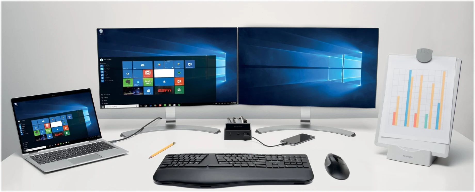 Imagen 2 de Kit Teclado Mouse Inalámbrico Ergonómico Kensington Pro Fit Ergo Bluetooth Negro