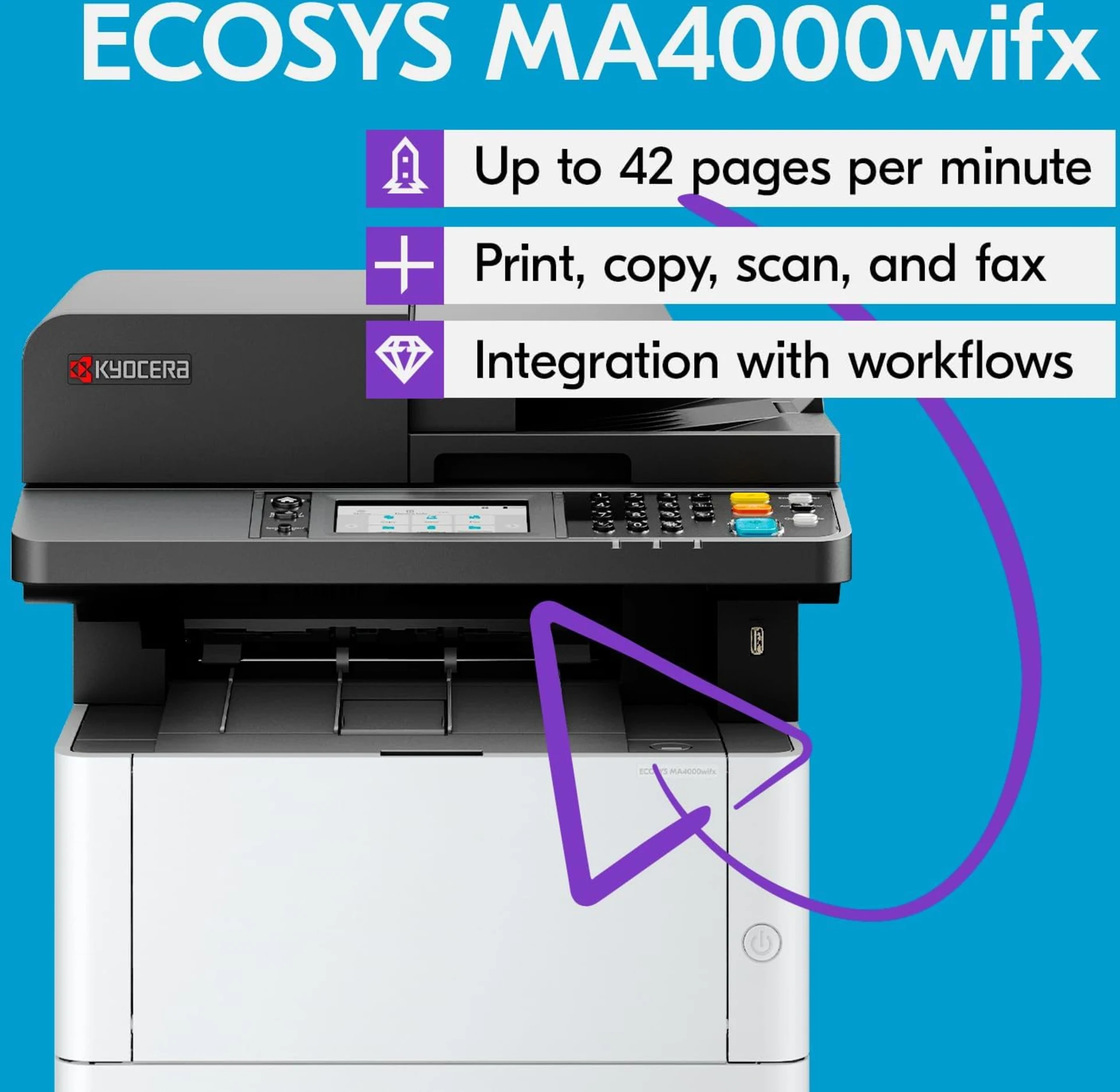 Imagen 1 de Impresora Multifunción Kyocera ECOSYS MA4000wifx Láser B/N WiFi LAN USB