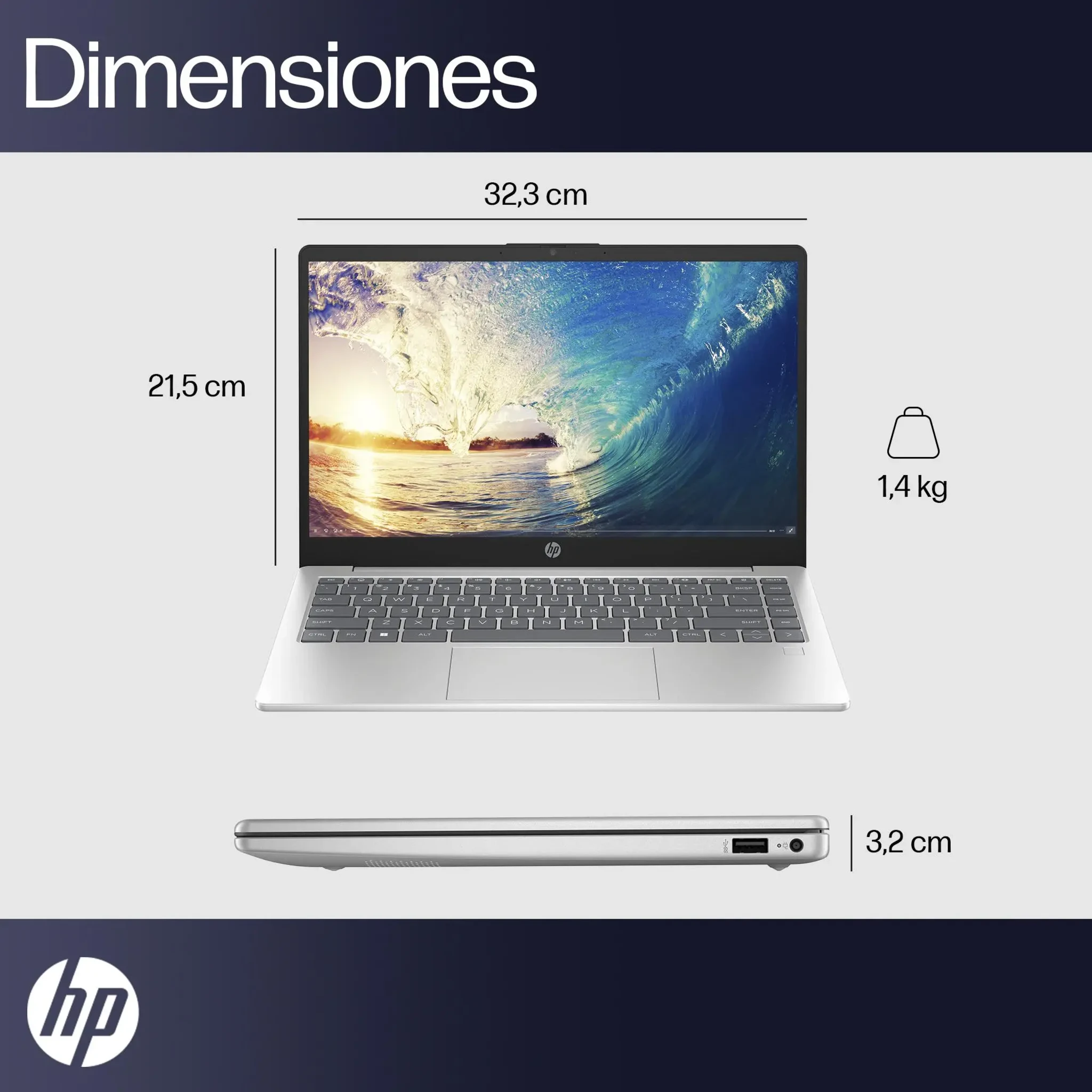 Imagen 3 de Notebook HP 14-ep1001la Ultra 5 125H RAM 8GB SSD 512GB 14" W11H