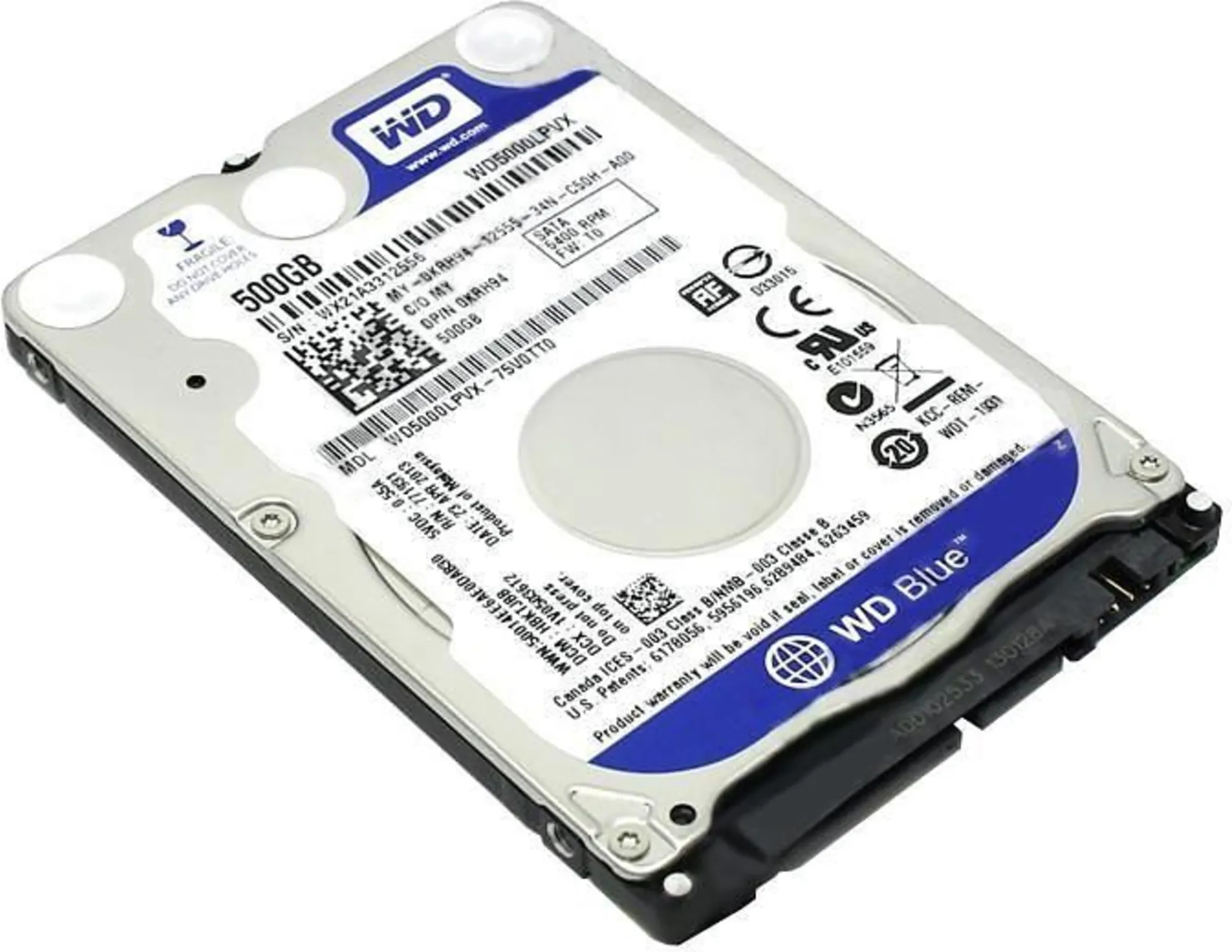 Imagen 0 de Disco Duro Western Digital Blue 500GB 2.5" 7mm 5400 RPM SATA III 6GB/S 16MB (Reacondicionado)