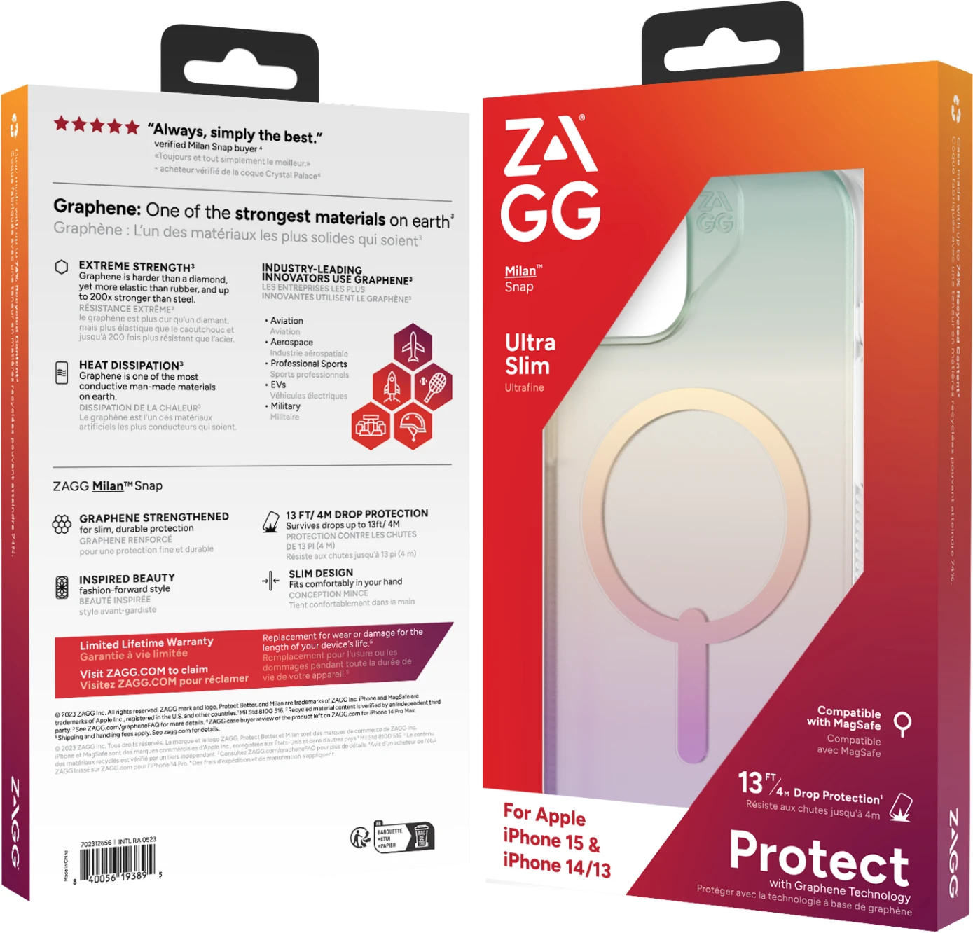 Imagen 4 de Funda dura Milan Snap con Magsafe para iPhone 15 Gear4 Transparente Iridescent