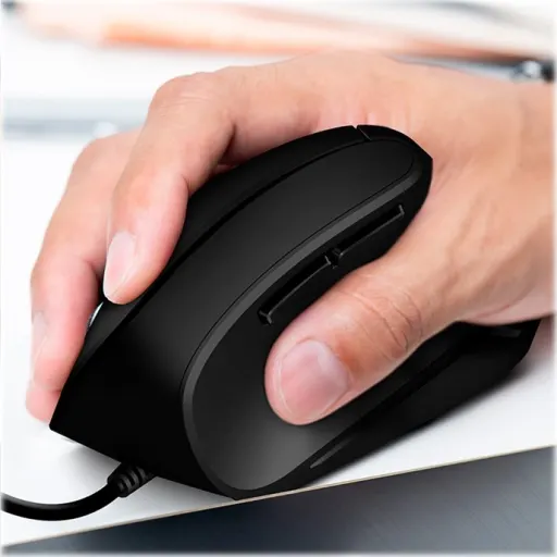 Imagen 10 de Mouse Ergonómico Alámbrico KlipX KMO-506 Óptico 1600dpi 6 Botones USB Negro
