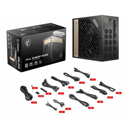 Imagen 4 de Fuente de Poder MSI MEG AI1300P PCIE5 80 Plus Platinium 1300W Full Modular ATX