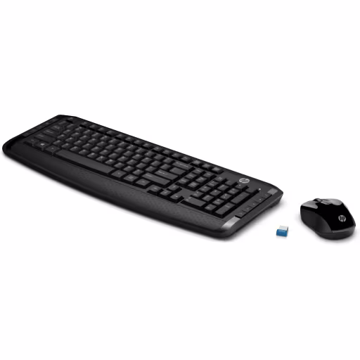 Imagen 1 de Kit Teclado Mouse Inalámbrico HP 300 Nano Receptor USB Color Negro