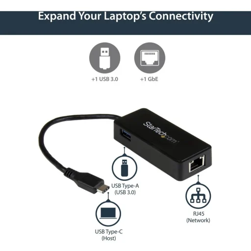 Imagen 3 de Adaptador de Red USB-C Gigabit LAN RJ-45 con Puerto USB Extra - StarTech