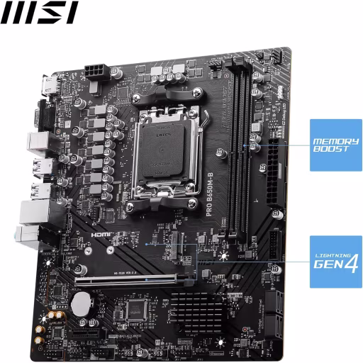 Imagen 2 de Tarjeta Madre MSI PRO B650M-B Socket AM5 2*DDR5 HDMI D-Sub 1*PCIex16 Slot LAN