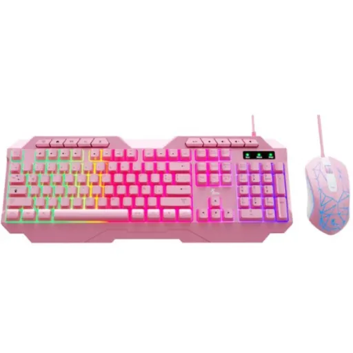 Imagen 0 de Kit Teclado Mouse Gamer Alámbrico XTech XTK-540S, USB Español Color ROSADO