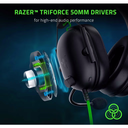 Imagen 1 de Audífonos Gamer Alámbricos Razer BlackShark V2X Triforce 50mm HyperClear Mic Blk