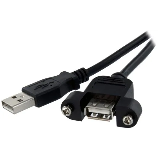 Imagen 0 de Cable Extensión USB-A Macho a USB-A Hembra Montaje en Panel Longitud 30 cm 