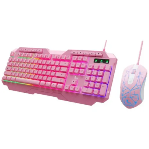 Imagen 1 de Kit Teclado Mouse Gamer Alámbrico XTech XTK-540S, USB Español Color ROSADO
