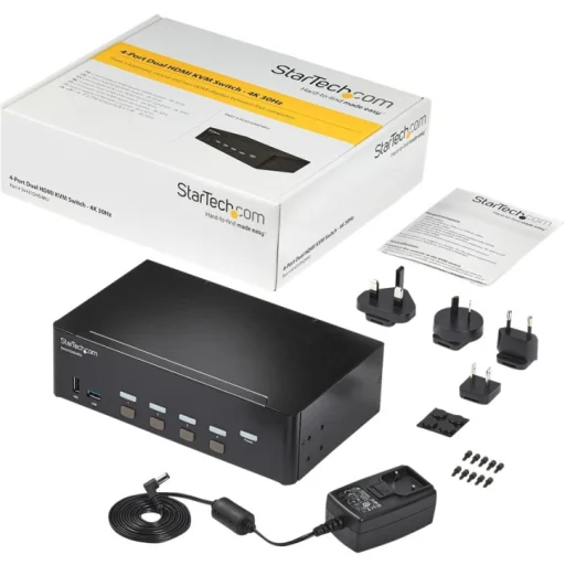 Imagen 5 de StarTech.com Switch Conmutador KVM de 4 Puertos HDMI - 4K de 30Hz - de Pantalla Doble - Conmutador KVM / audio / USB - 4 x KVM / audio / USB - montaje en rack