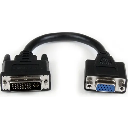 Imagen 0 de Adaptador DVI-I Macho a VGA Hembra HD-15 Longitud del Cable 20 cm Negro 