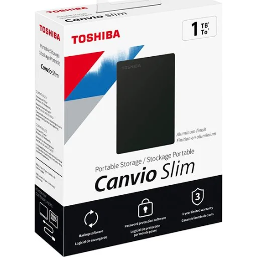 Imagen 0 de Disco Duro Externo Toshiba Canvio Slim 1TB 2.5" Interfaz USB 3.0 Color Negro 