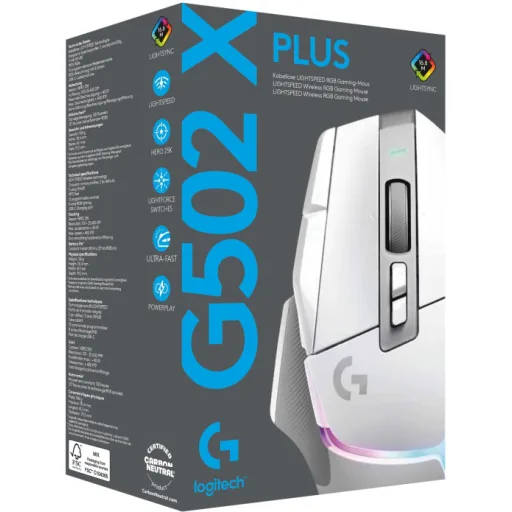 Imagen 2 de Mouse Gaming Logitech G502 X Plus Color Blanco Inalámbrico con Receptor RGB