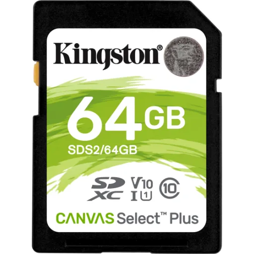 Memoria Flash SD 64GB Kingston Canvas Select Plus UHS-I U1 V10 FAT32 FHD UHD 4K