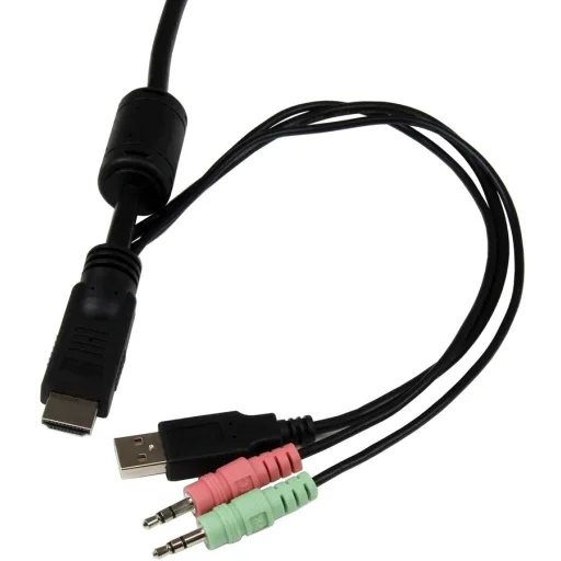 Imagen 6 de Conmutador Switch KVM 2 puertos HDMI USB Audio Mini Jack con Cables Integrados