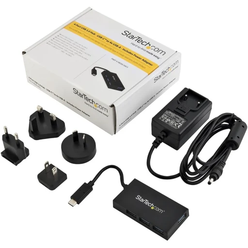 Adaptador Concentrador Hub Ladrón USB 3.0 StarTech.com Super Speed 4  Puertos Salidas Portátil para Laptop Ordenador, Negro