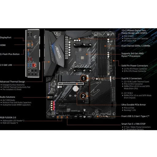 Imagen 7 de Tarjeta Madre Gigabyte B550 AORUS ELITE V2 AMD AM4 4*DDR4 2*M.2 DP HDMI USB3.2