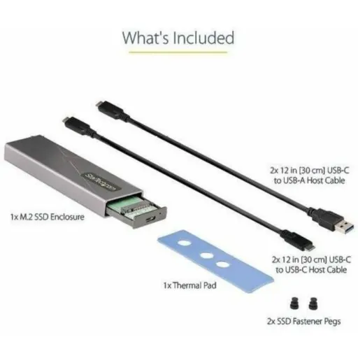 Imagen 2 de Cofre Porta SSD M.2 StarTech, USB-C, PCIe NVMe M.2/SATA 2230/2242/2260/2280 Alum