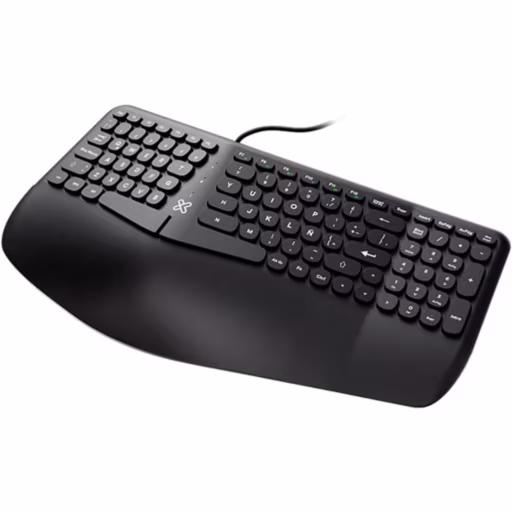 Imagen 0 de Teclado Alámbrico Ergonómico KlipX KBK-260S, c/reposamanos Español USB, Negro