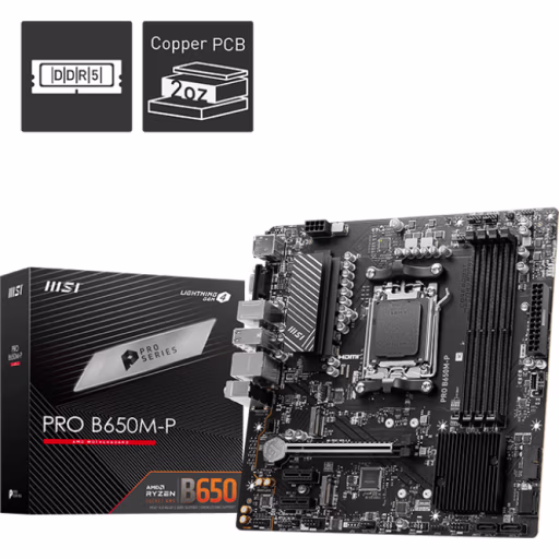 Imagen 0 de Tarjeta Madre MSI PRO B650M-P AMD AM5 4*DDR5 2*M.2 DP HDMI VGA PS/2 USB3.2	