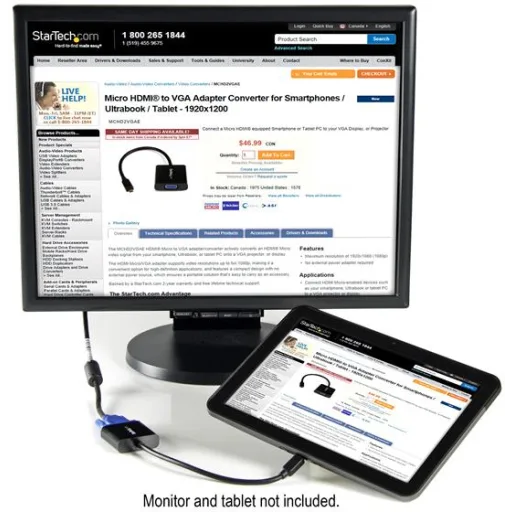 Imagen 4 de Adaptador Conversor micro HDMI Macho a VGA Hembra Smartphones/Tablet - StarTech