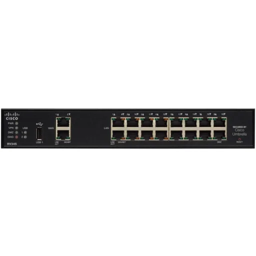 Imagen 1 de Router Cisco Small Bussiness RV345 VPN Dual WAN GE 16*RJ-45 2*WAN Mont. en Rack