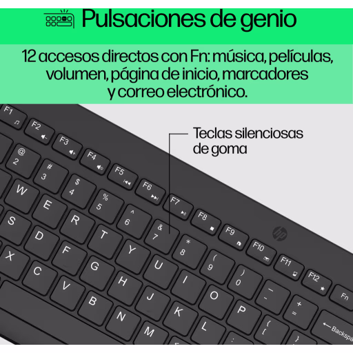Imagen 4 de Kit Teclado y Mouse Inalámbrico HP 330 Conexión 2.4 Ghz Conector USB-A Negro