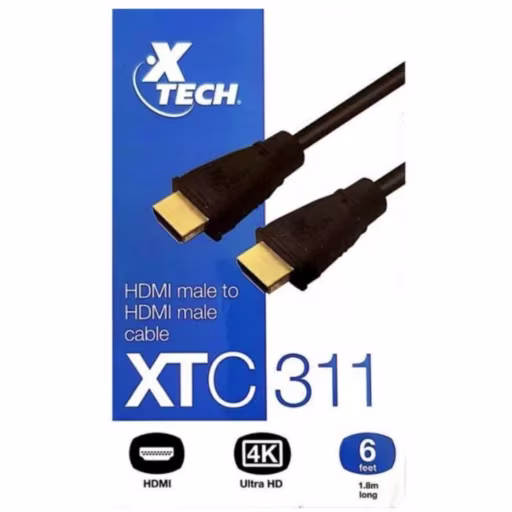 Imagen 2 de Cable HDMI M/M H/3840x2160 30AWG Longitud 1.8 metros Negro - XTech